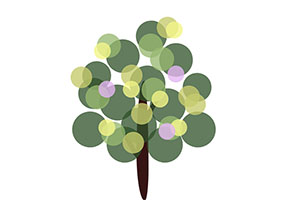 纯css3绿色卡通树图形特效